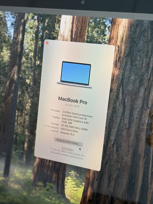 MacBook Pro 15, 2018, Intel Core i9, 32 RAM, Radeon Pro Vega 4Gb, 2Tb