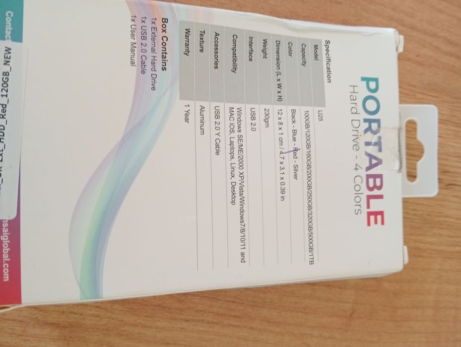 SUHSAI Dysk Zewnętrzny 120GB USB 2.0 Szybki Transfer Danych Czerwony