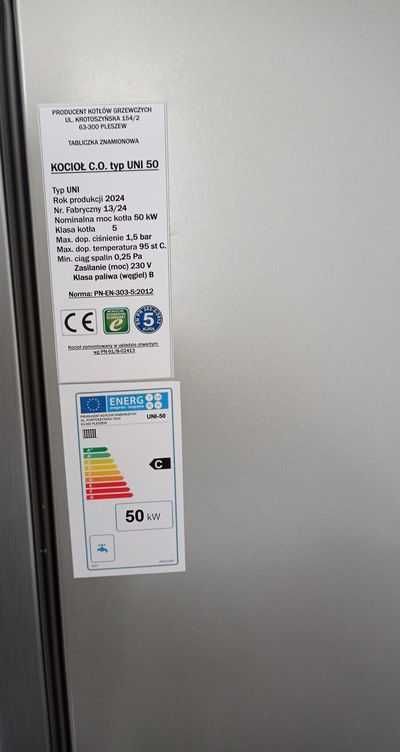 Kocioł 50KW piec na węgiel drewno 450m2 Kotły Pleszew 3kanały Wys0zł