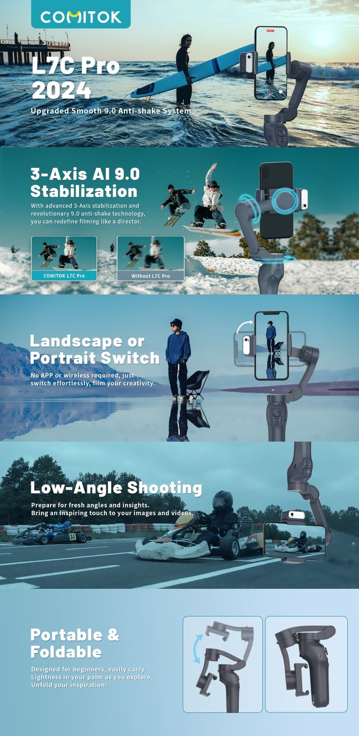 3-osiowy stabilizator do telefonu

Gimbal ręczny L7Cpro posiada 3-osio
