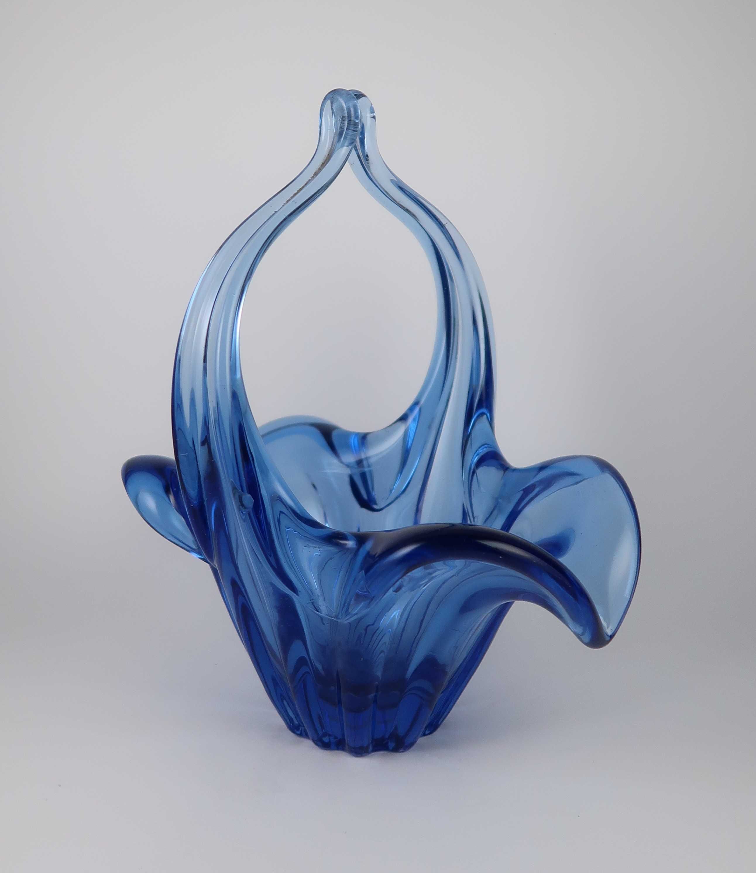 Cesta Centro de Mesa em vidro Murano azul