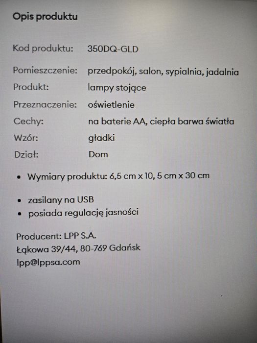 Lampka stojąca z przezroczystym kloszem