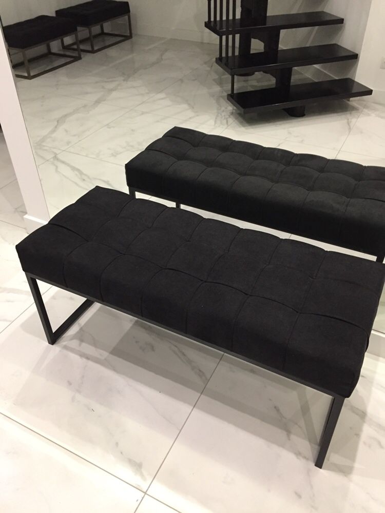 Ławeczka metalowa siedzisko xl tapicerowane ławka pufka pikowana