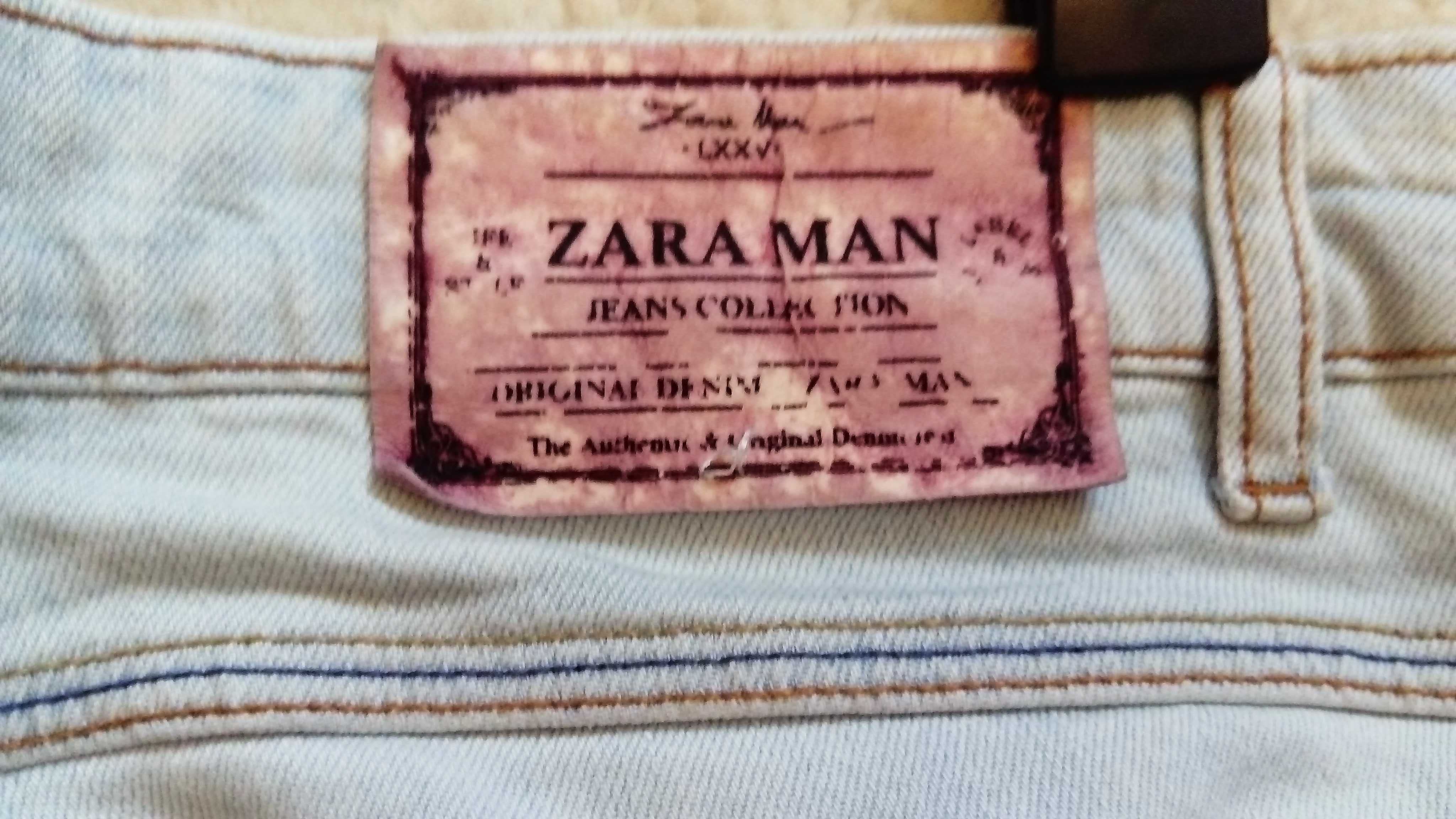 Jasne jeansy Zara Men z dziurami/przetarciami, rozmiar europejski 42