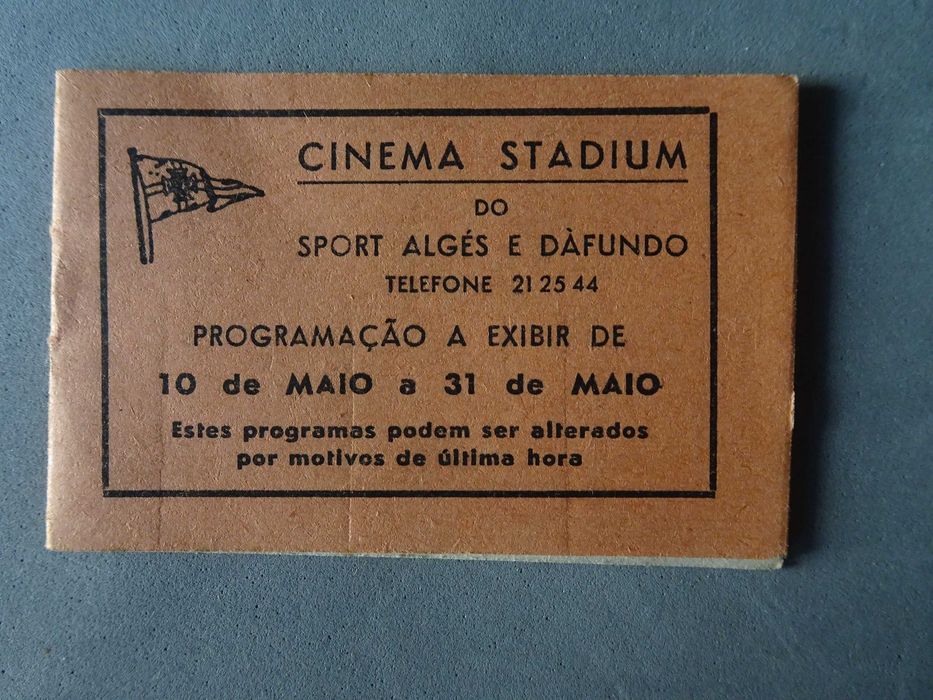 Programa Cinema Stadium Sport Algés e Dafundo Maio 1963