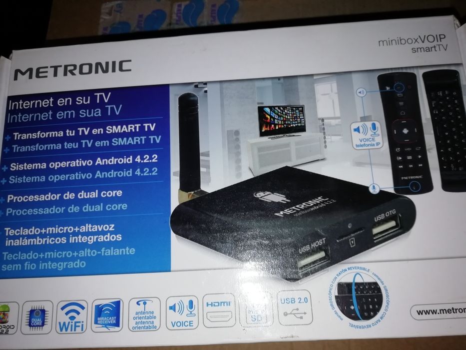 Box tv android com comando com avaria