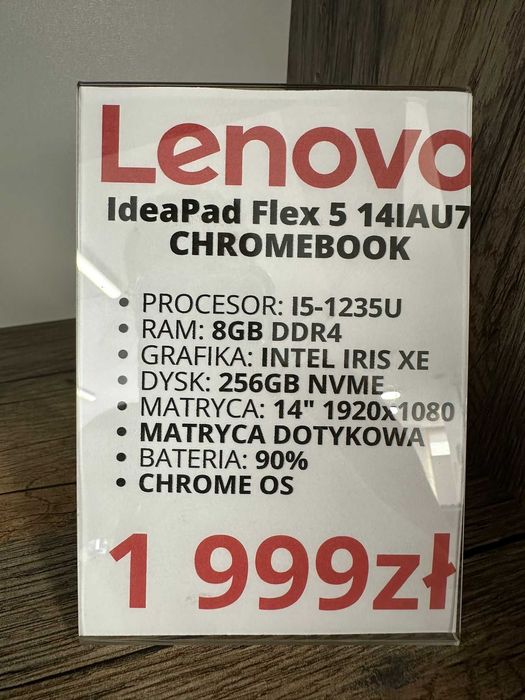 Laptop Lenovo IdeaPad Flex 5 14IAU7 CHROMEBOOK I5-1235U/8GB gwarancja