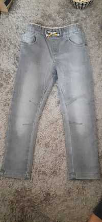 Spodnie jeansowe Next 110 cienkie z koparką szare