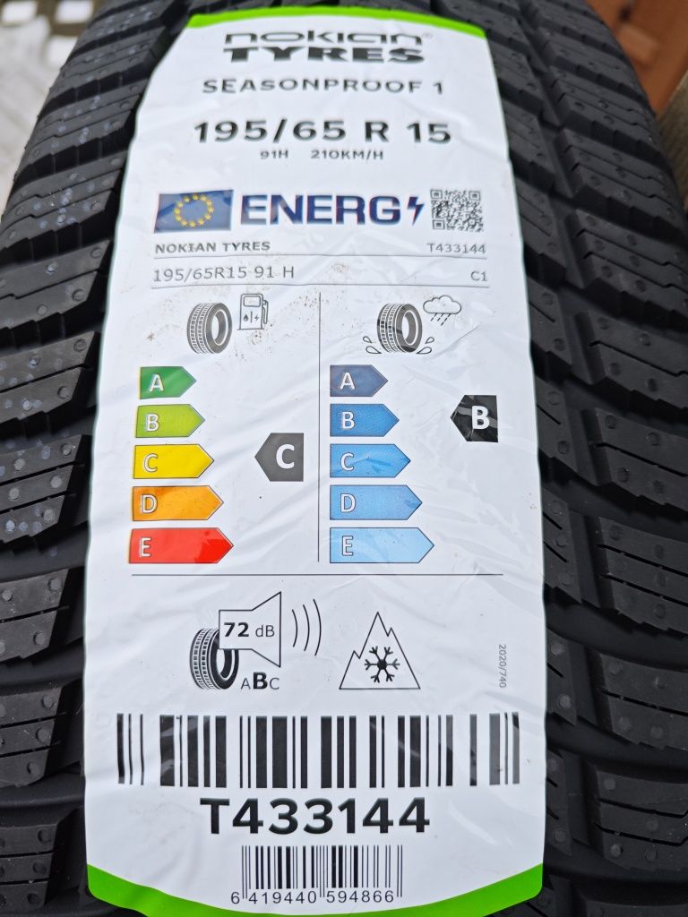 195/65r15 opony wielosezonowe dwie szt Nokian
