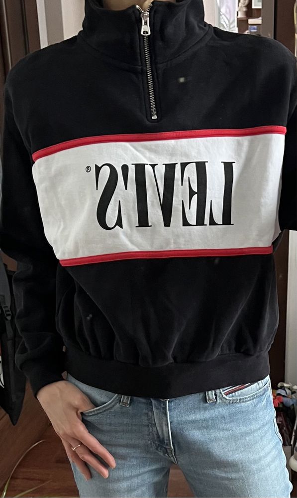 Bluza damska levi’s S czarna logo z golfem na zamek S