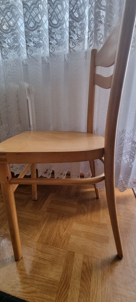 Komplet czterech krzeseł PRL art deco Radomsko A-7556 jasny brąz