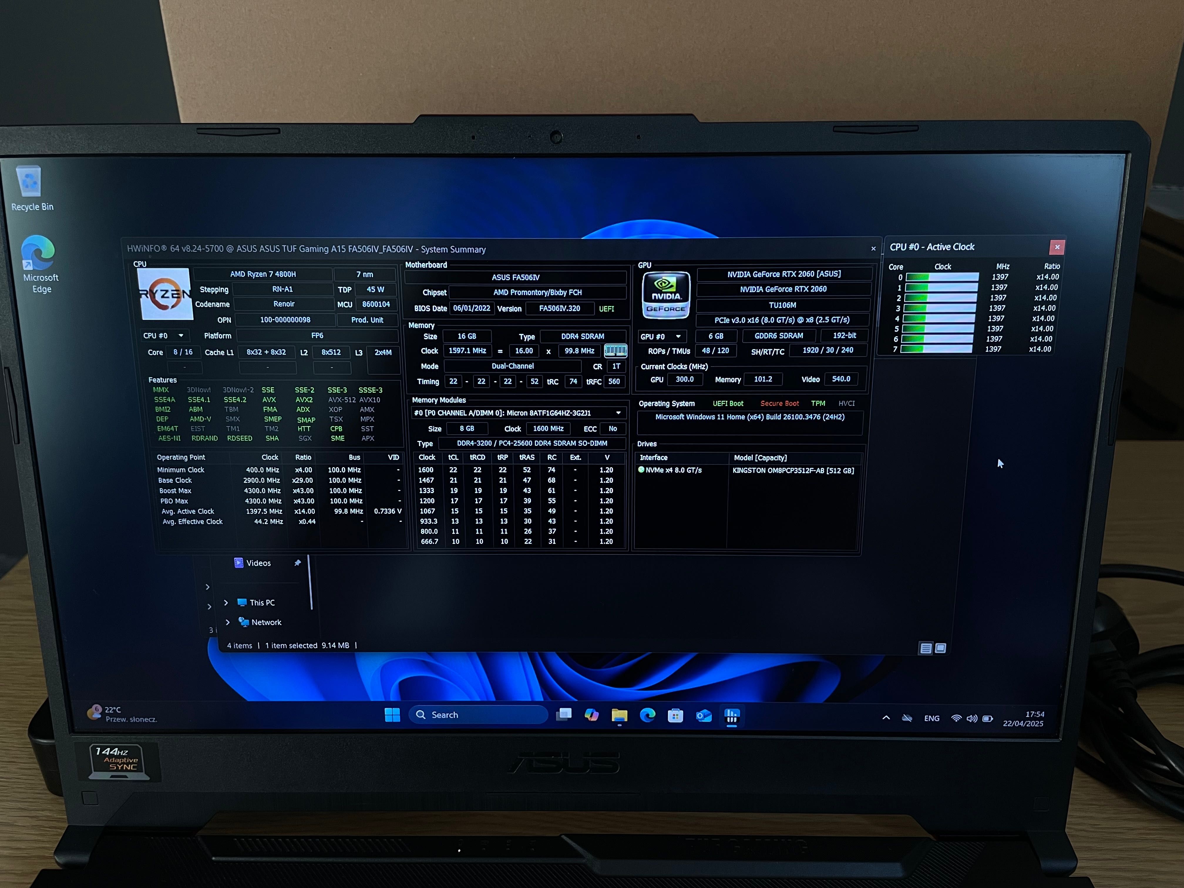 ASUS TUF GAMING A15 FA506IV-AL043T Ryzen 7 4800H RTX2060 16/512