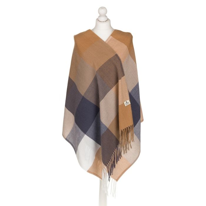 duży szalik brązowo-beżowy damski w kratę - peterson