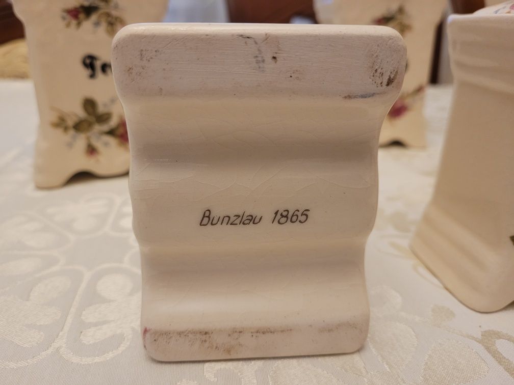Przedwojenna ceramika, pojemniki na przyprawy Bunzlau 1865