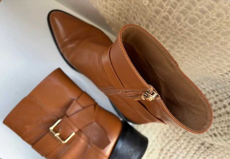 EVA LONGORIA designerskie kowbojki botki sztyblety 38 skórzane [699zł]