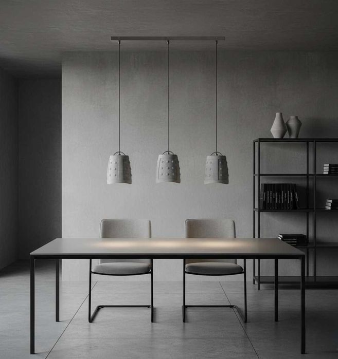 Nowoczesna lampa betonowa, potrójna, na panelu l100