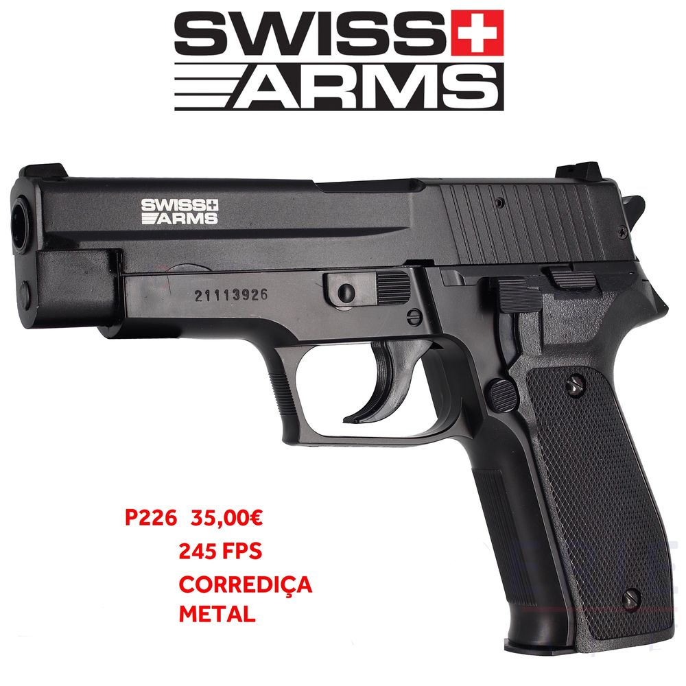 Pistola Airsoft MOLA Taurus PT92 + Walther PPQ + SigSauer SP2022 NOVA Corrediça METAL