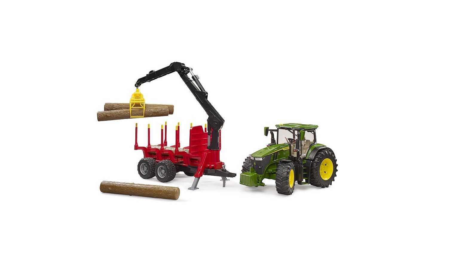 Prezent Bruder John Deere 7R 350 z przyczepą do przewozu drzew ZABAWKA