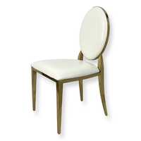 Krzesło Ludwik Gold glamour White Croco białe do jadalni ekoskóra