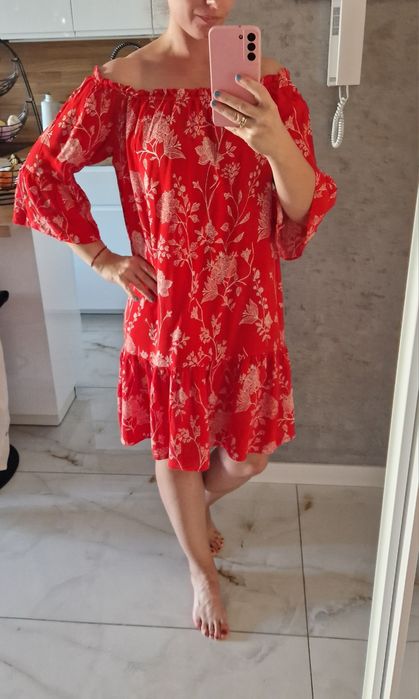 Sukienka hiszpanka H&M czerwona rozmiar 36 S