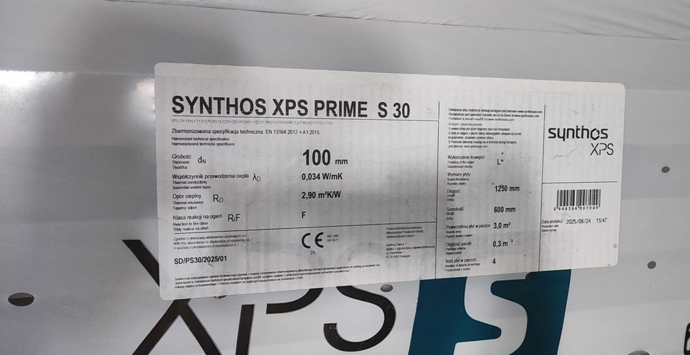 Styrodur Synthos XPS Prime S30 10cm 16 paczek ok50m2
