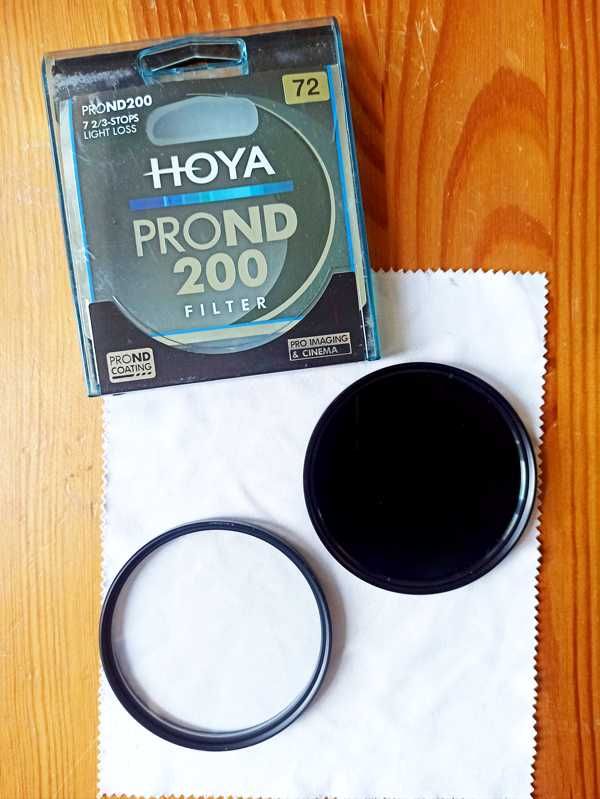Filtry HOYA szary PROND200 + klasyczny UV oba na 72mm