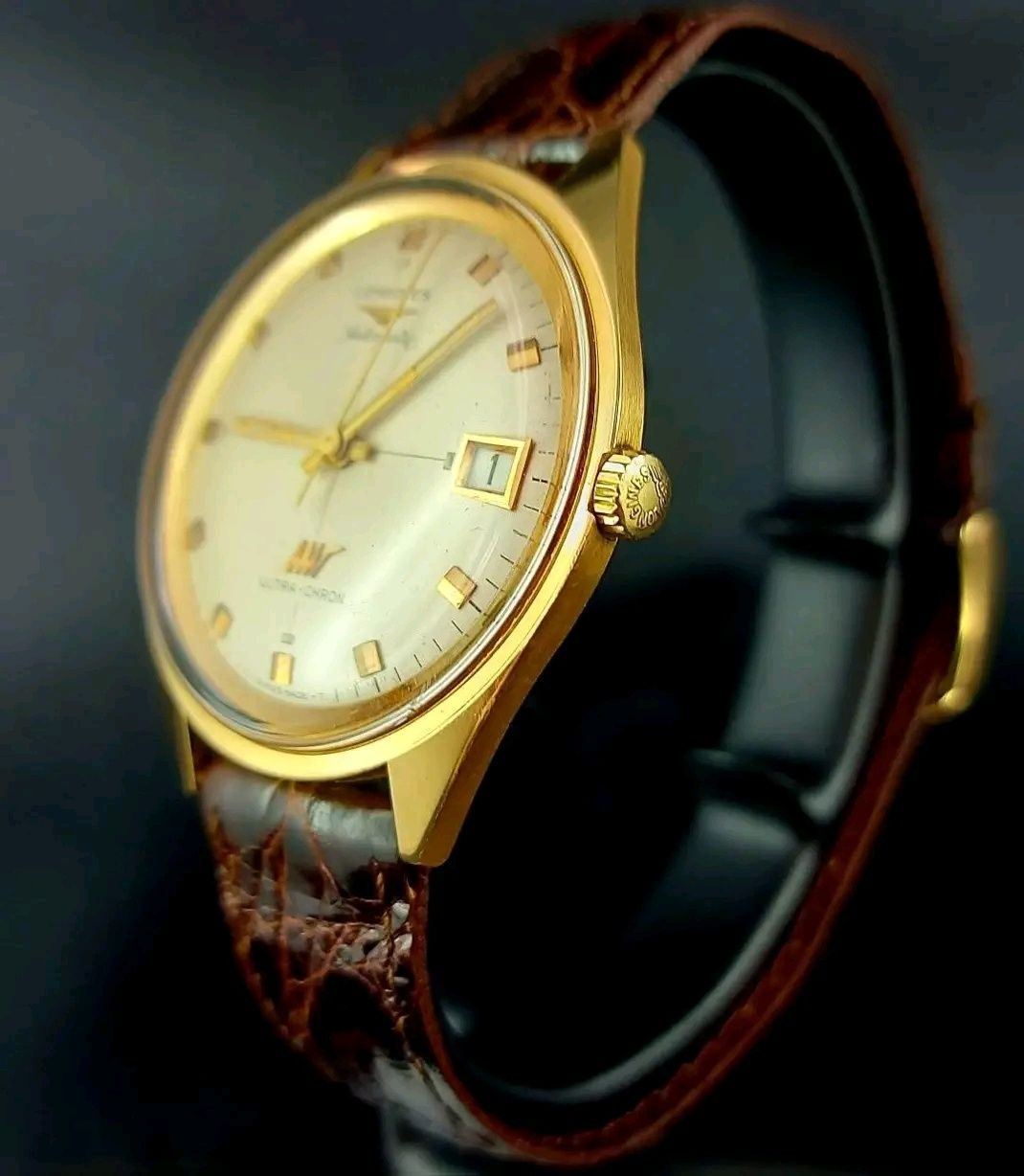 Złoty zegarek Longines UltraChron Automatic XL złoto 18k , NOS , Box