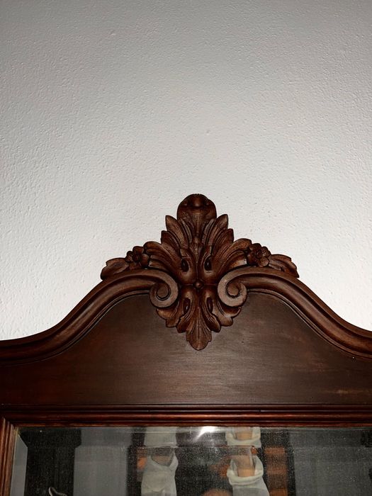 Conjunto de comoda antiga com tampo em marmore + espelho decorativo