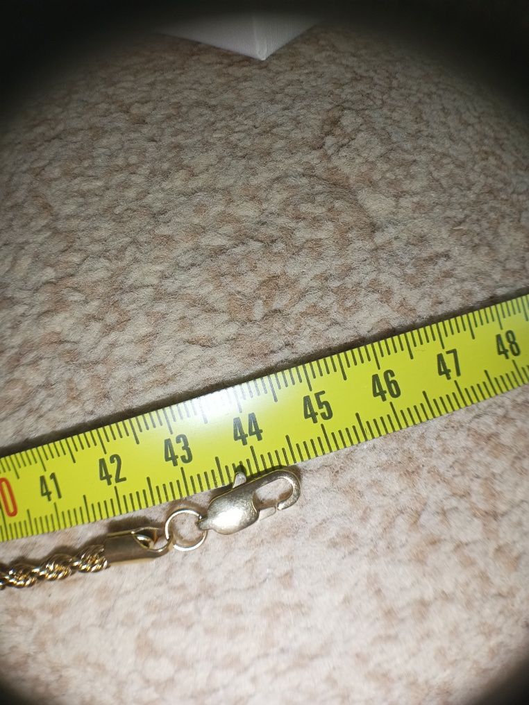 Srebro pozłacane 18k naszyjnik łańcuszek 44 cm gruby kręcony