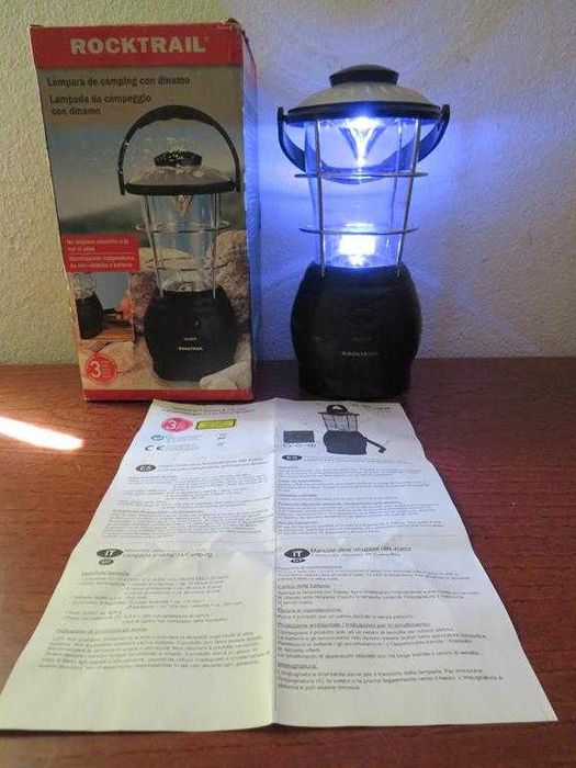 Lanterna 12 LED funciona com dínamo/carregador 3 níveis luz ROCKTRAIL
