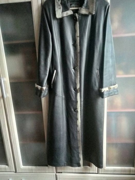 Шикарний кожаний плащ 3XL