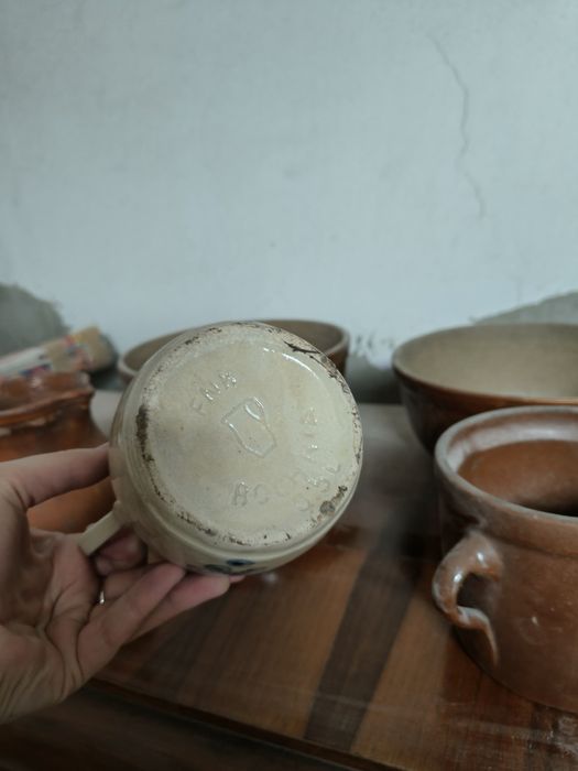 Stare naczynia kamienne 3szt kamionki na doniczki miski Bochnia PRL