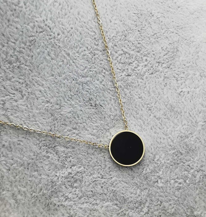 Celebrytka złota stal chirurgiczna czarne kółko