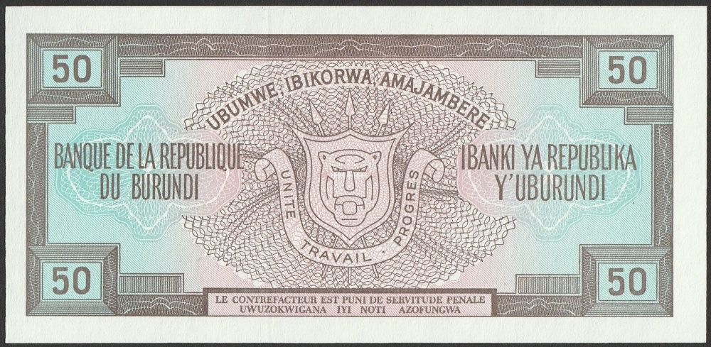 Burundi 50 franków 1993 - stan bankowy UNC