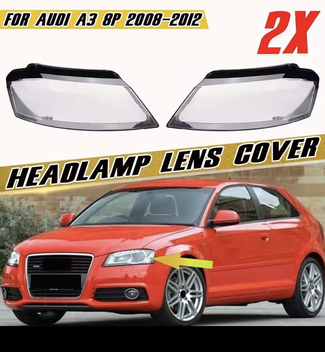 Vidro capa lente farol ótica Audi A3 8P facelift
