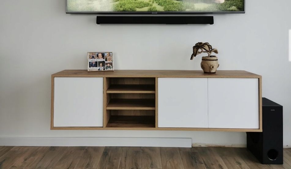 Wisząca szafka RTV Loft  – Biały MAT