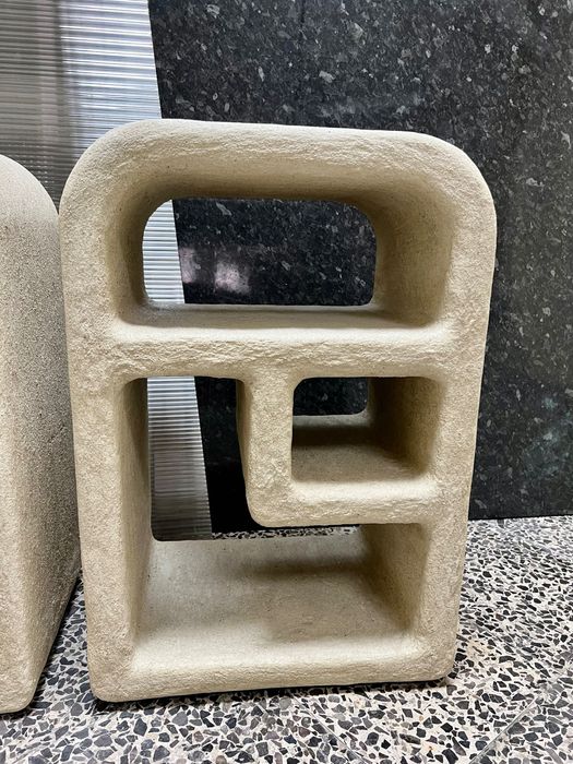 Nakastlik – Stolik, Szafka Nocna z Tynku Gliniano-Marmurowego | beż