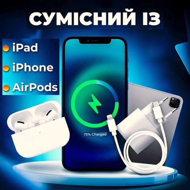 Швидка Зарядка для Айфона 20W блочок+кабель USB С-Lightning iPhone