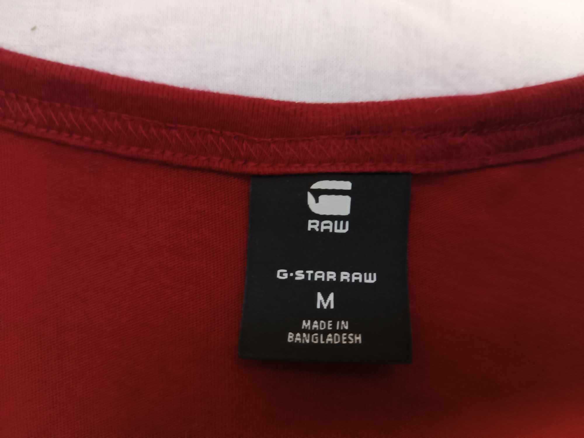 T-shirt bluzeczka bawełniana bordowa logowana - M/L - "G-STAR RAW".
