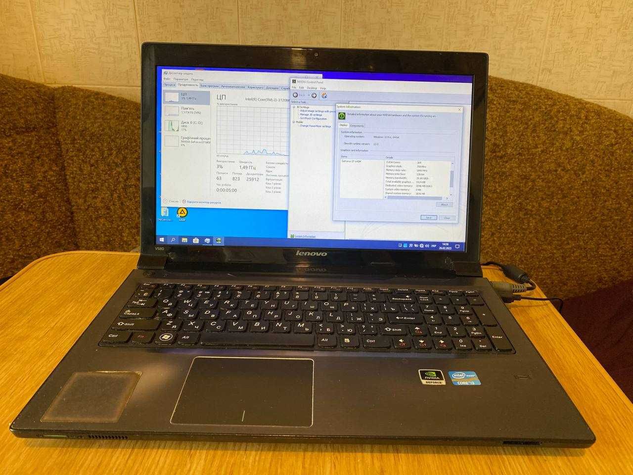 Lenovo v580 i3 процесор 4 ядра Nvidia GeForce GT