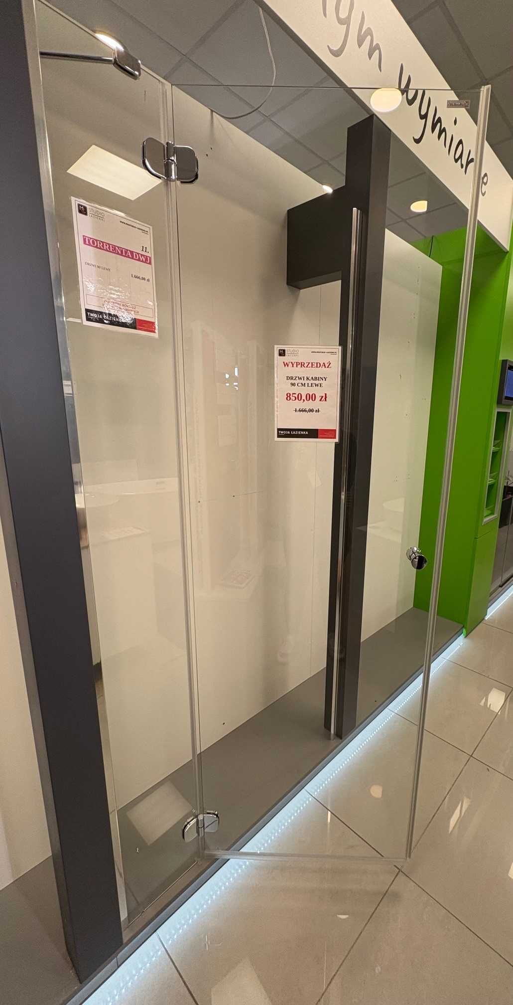 Drzwi prysznicowe lewe 90 cm, Radaway, likwidacja ekspozycji.