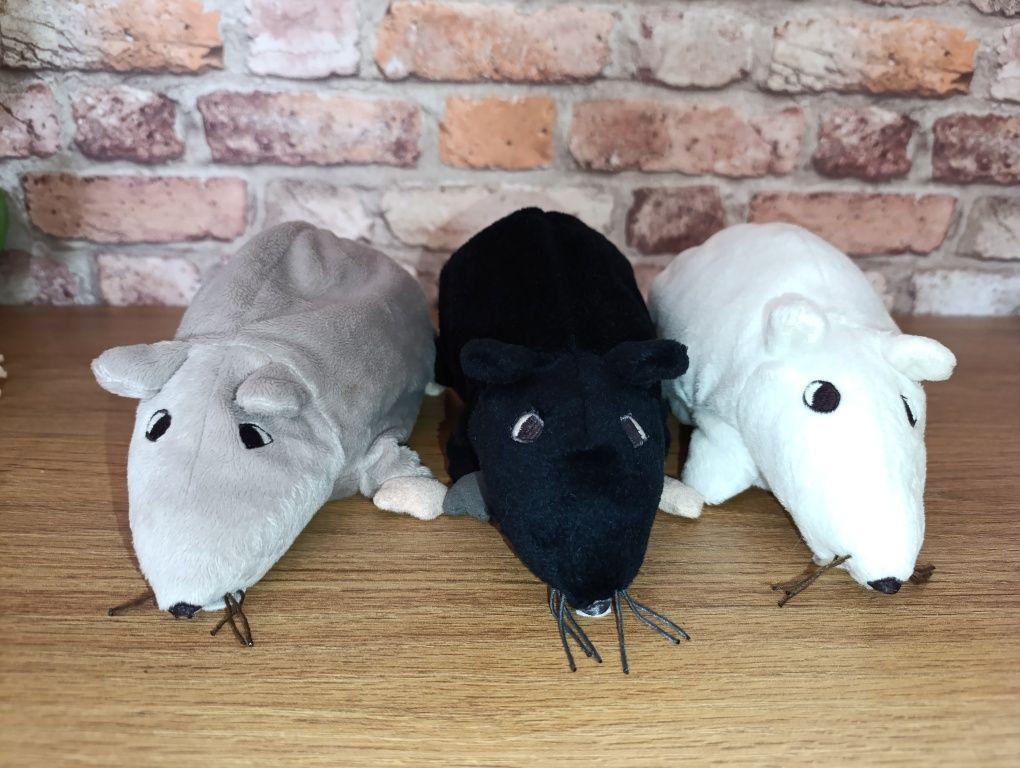 Gosig Rata szczur bialy,czarny i szary  mysz maskotka Ikea zestaw