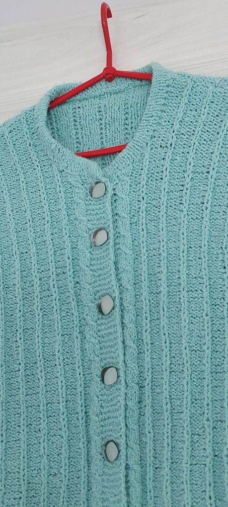 Sweter sweterek niebieski turkus rozpinany L  XL vintage retro