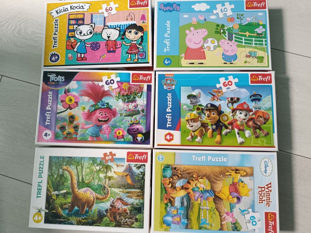 Puzzle dla dzieci.Zestaw 6 sztuk. Kompletne