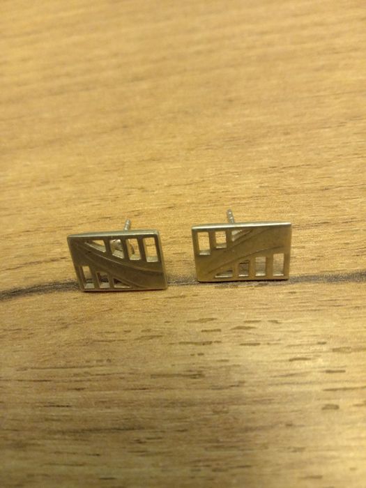 Kolczyki srebrne, wkręty, sztyft. Prostokąty. 925