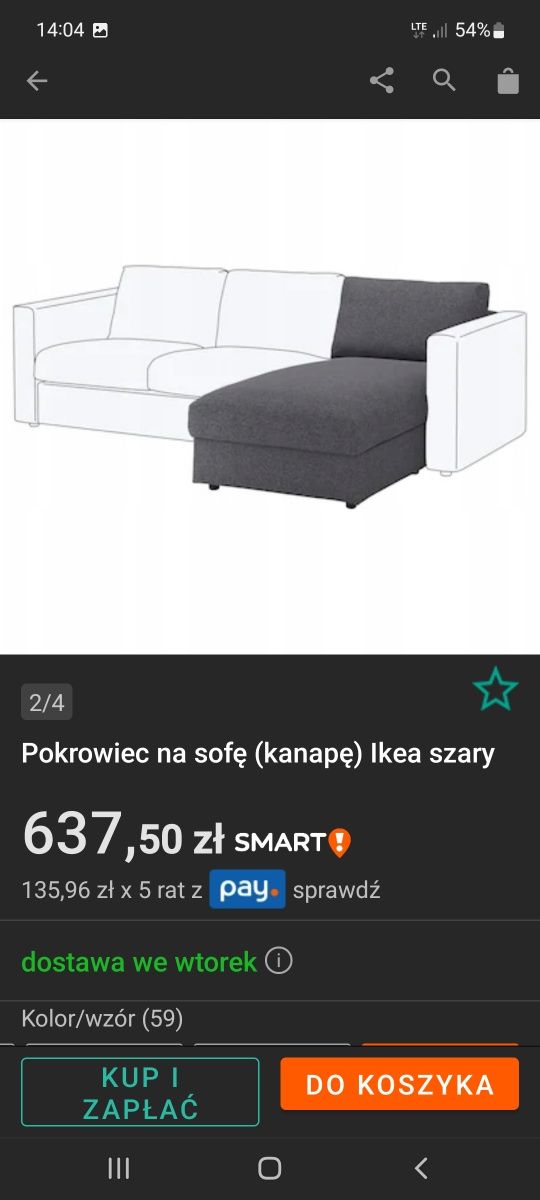 Vimle IKEA pokrowiec .szezlong