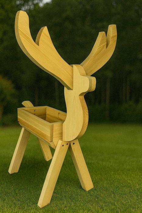 Donica kwietnik JELONEK, JELEŃ ozdoba z DREWNA na prezent ogród dom