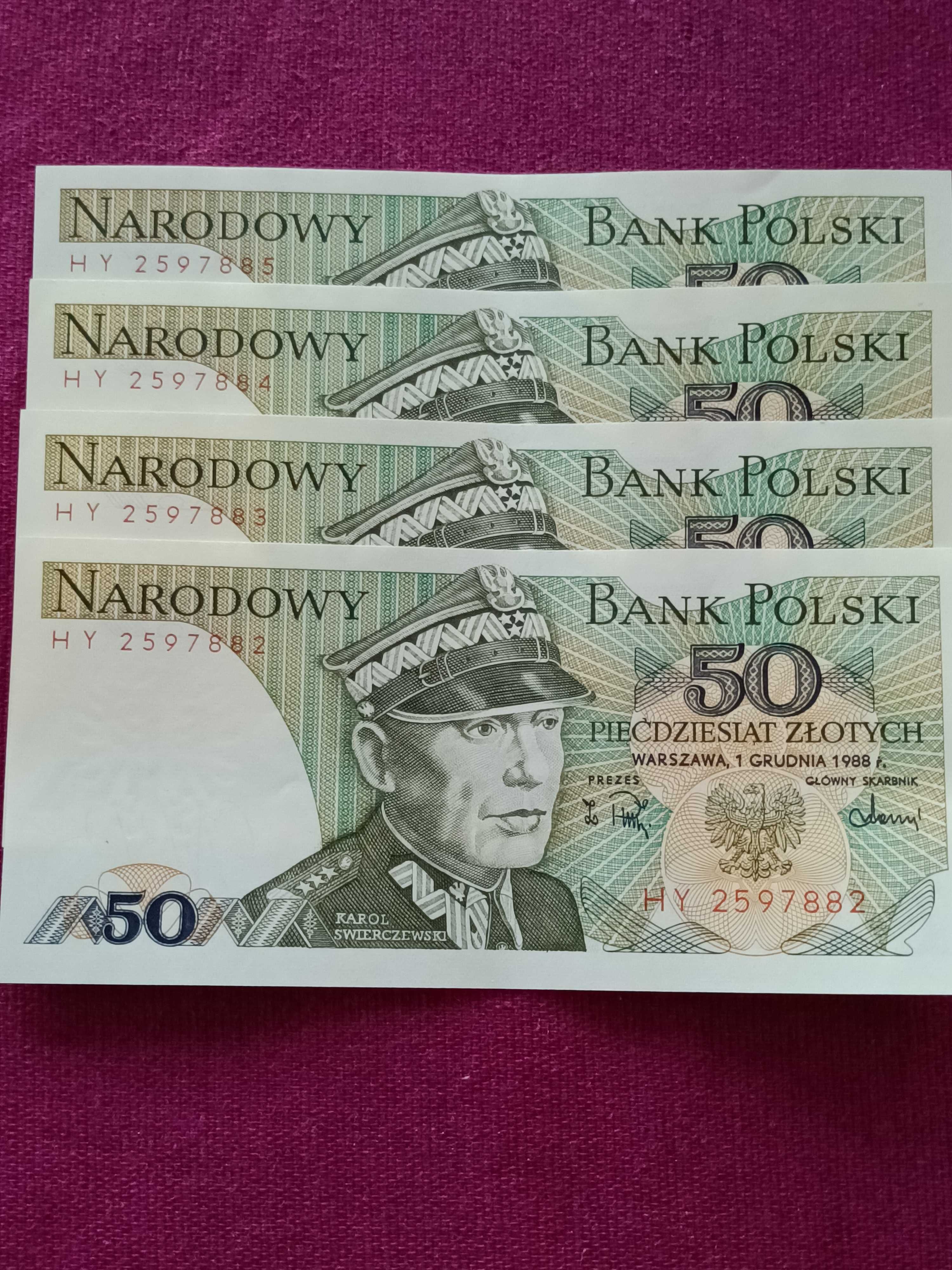 Banknot 50 zł 1988r 4 kolejne numery