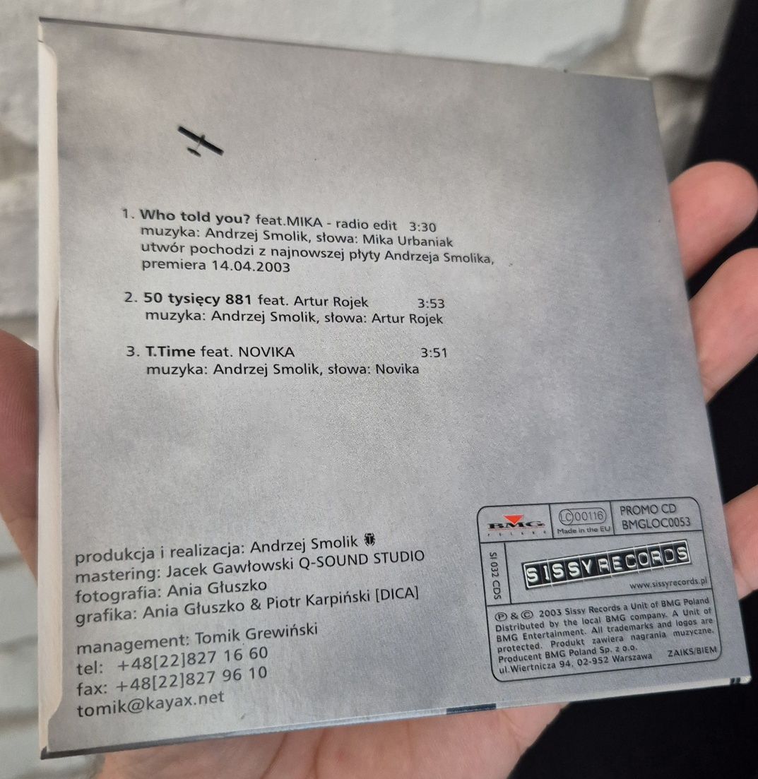 Smolik feat. Mika - Who told you? Singiel CD Nowy Artur Rojek Novika
