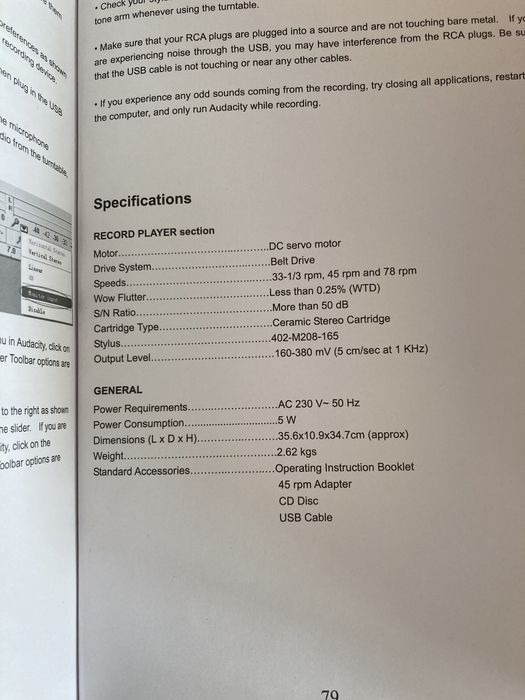 Gramofon Roxcore 33210 AUX/USB,nowa igła